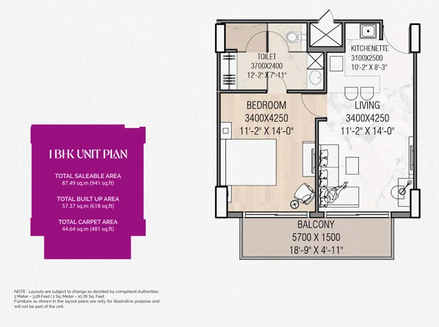 High Life 1 · 1 BHK Floor Plan
